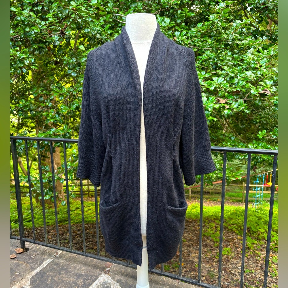 Vince black knit oversized wool blend open front cardigan sweater XS